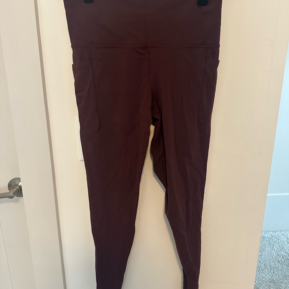 Athleta Burgundy Leggings Salutation Stash Pocket II Tight